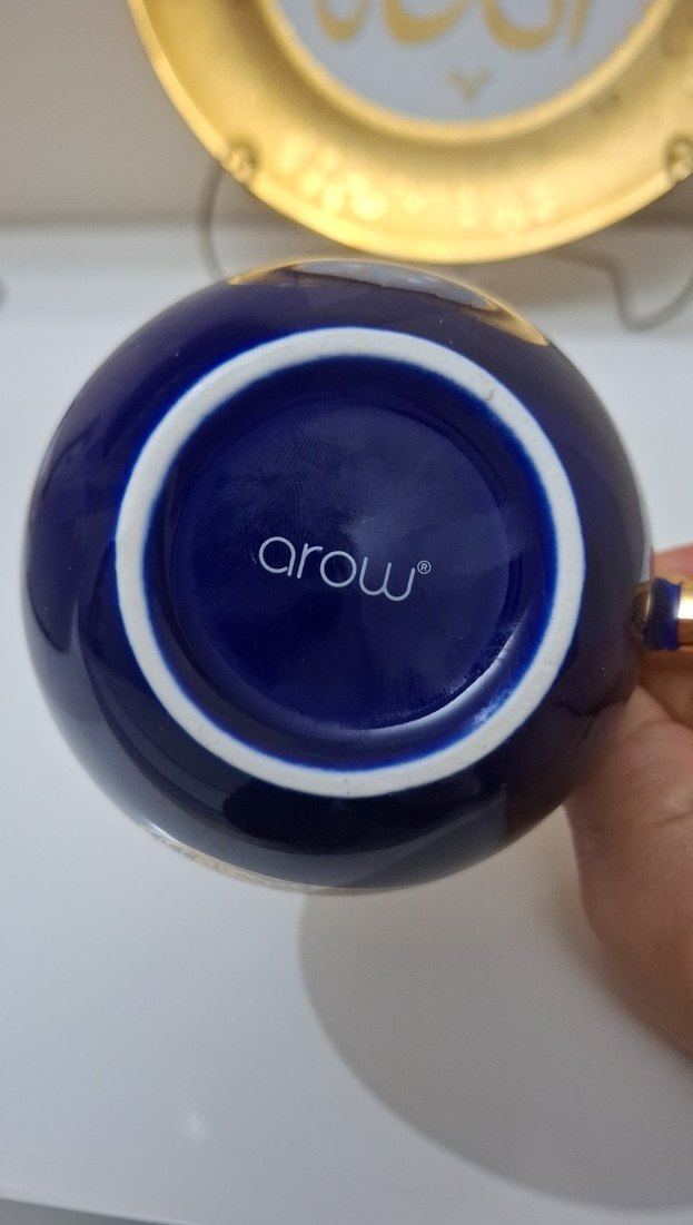 Koyu Mavi Altın Kulplu Seramik Fincan - Görsel 2