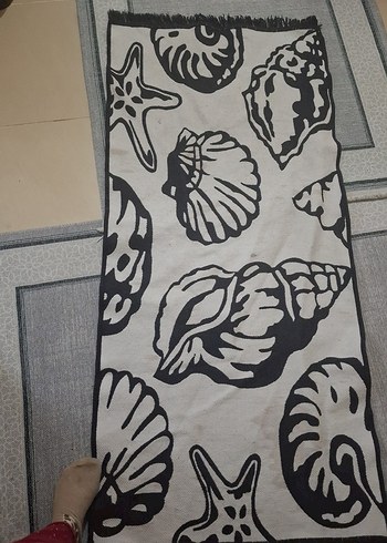 Uzun Örgü Gri Deniz Desenli Plaj Havlusu - Görsel 3