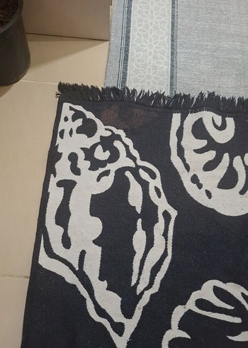 Uzun Örgü Gri Deniz Desenli Plaj Havlusu - Görsel 2