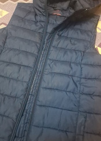 Koyu Mavi Kapüşonlu Kadın Yelek - Görsel 2