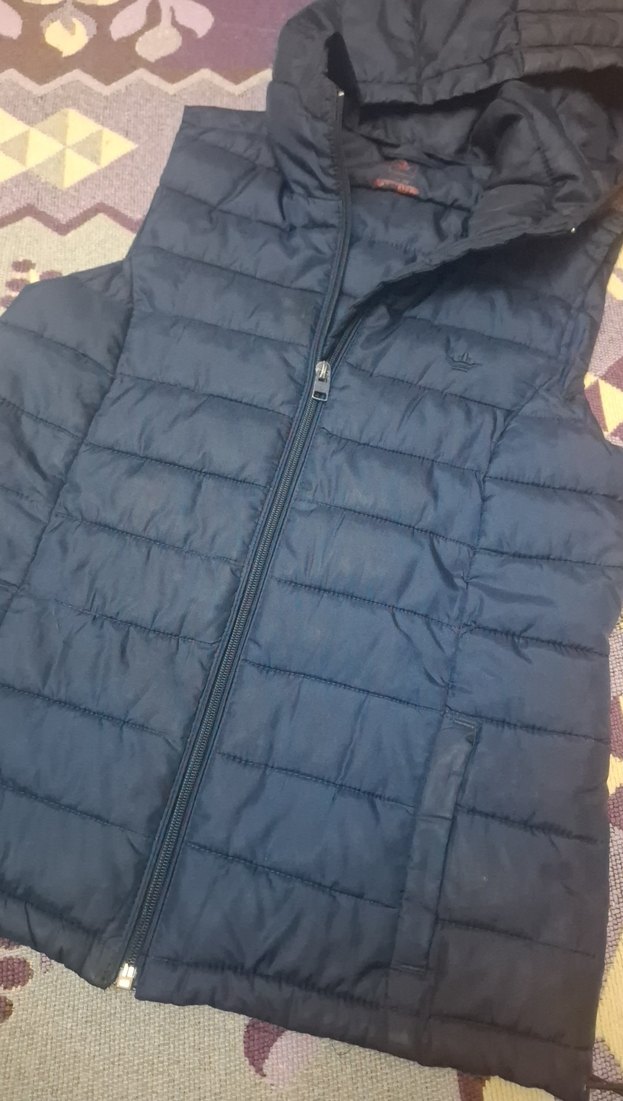 Koyu Mavi Kapüşonlu Kadın Yelek - Görsel 5