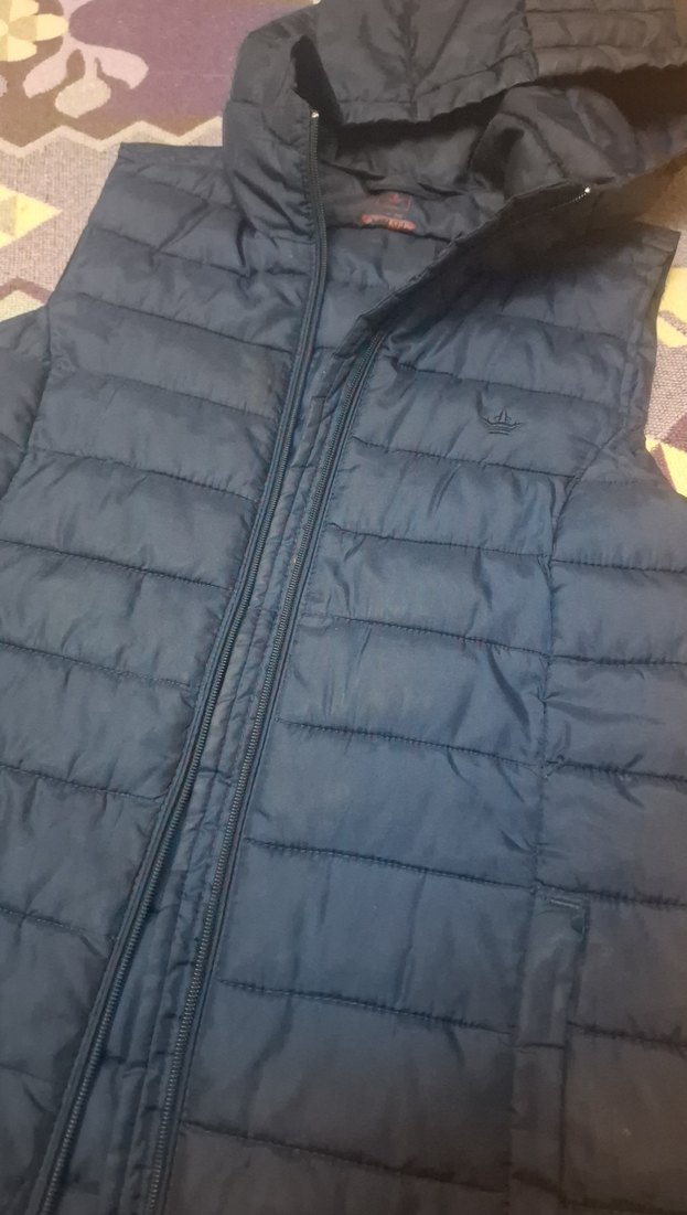 Koyu Mavi Kapüşonlu Kadın Yelek - Görsel 2