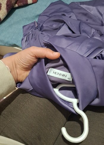 Uzun Kollu Mor Drapeli Kadın Elbise - Görsel 12