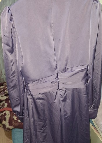 Uzun Kollu Mor Drapeli Kadın Elbise - Görsel 6