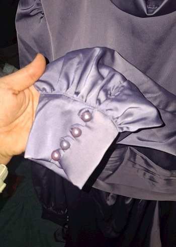 Uzun Kollu Mor Drapeli Kadın Elbise - Görsel 5