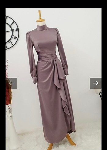 Uzun Kollu Mor Drapeli Kadın Elbise - Görsel 13