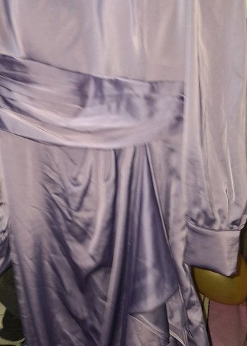 Uzun Kollu Mor Drapeli Kadın Elbise - Görsel 4