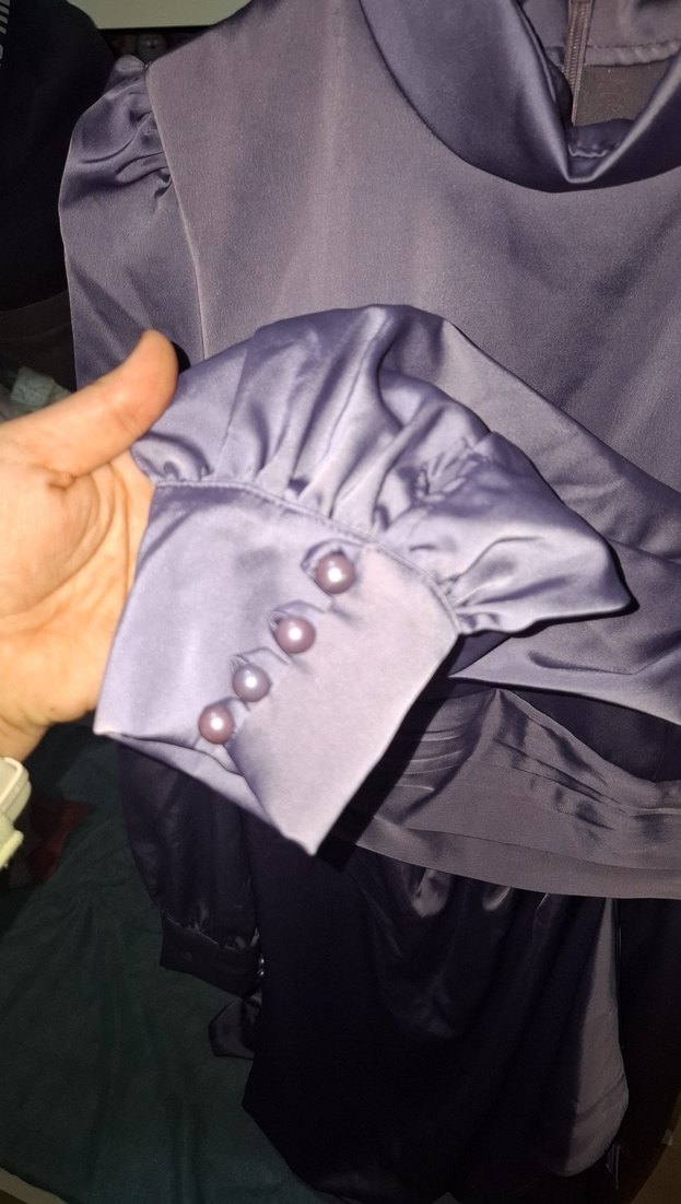 Uzun Kollu Mor Drapeli Kadın Elbise - Görsel 5