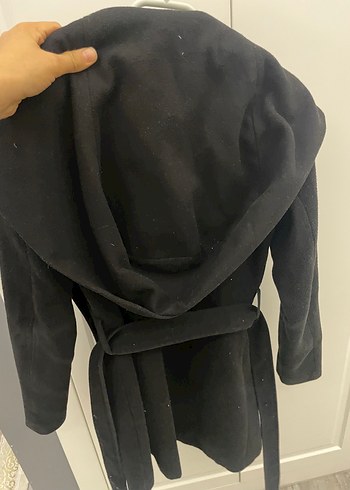 xs Beden siyah Renk Kapüşonlu Siyah Kaban