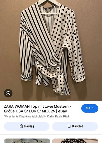 Zara Kadın İki Desenli V Yaka Bluz