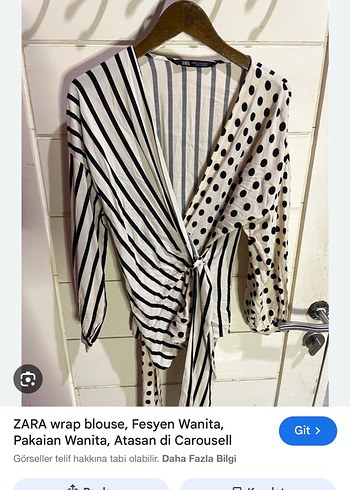 Zara Zara Kadın İki Desenli V Yaka Bluz