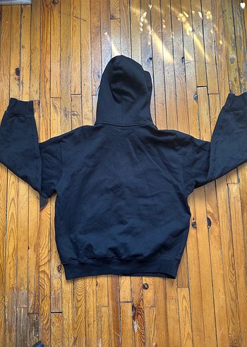 m Beden Siyah Kapüşonlu Fermuarlı Erkek Sweatshirt