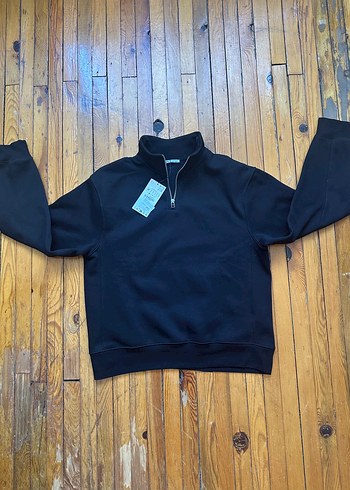 Zara Siyah Yarım Fermuarlı Sweatshirt