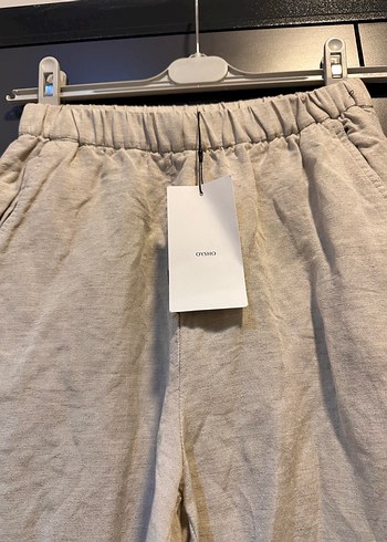 xs Beden camel Renk Kadın Bej Keten Midi Kumaş Pantolon