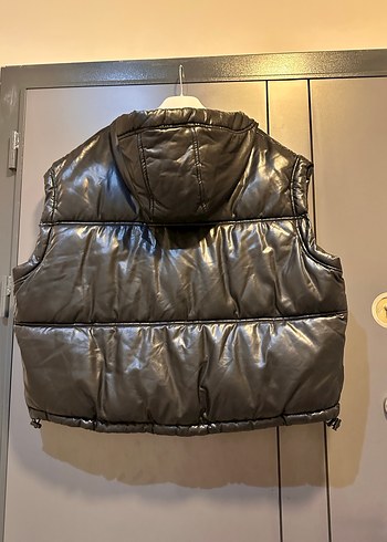 Kadın Siyah Deri Kemerli Şişme Yelek - Görsel 5