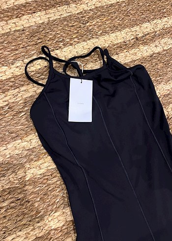 Kadın Siyah Mini Atletik Tulum - Görsel 4