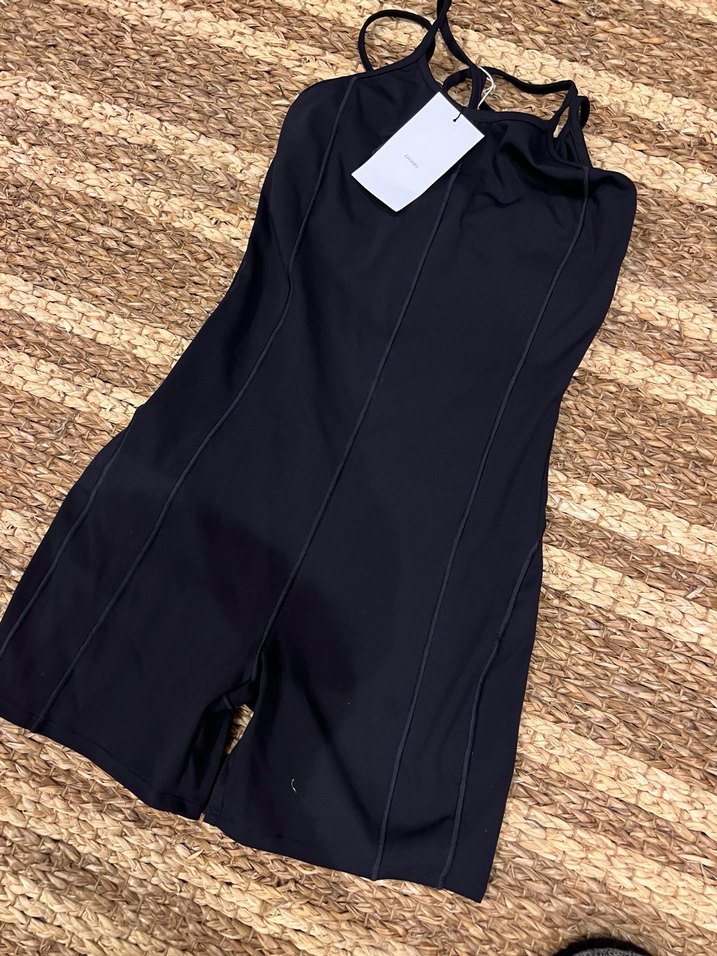 Kadın Siyah Mini Atletik Tulum - Görsel 2