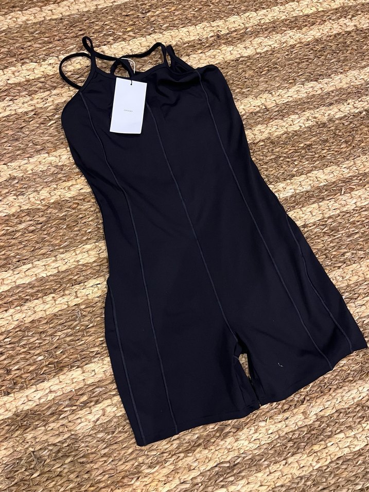 Kadın Siyah Mini Atletik Tulum - Görsel 3