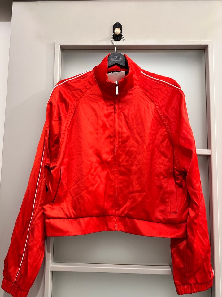 Kadın Kırmızı Spor Fermuarlı Ceket - Görsel 2