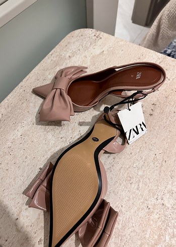 Bej Fiyonklu Yüksek Topuklu Stiletto - Görsel 5