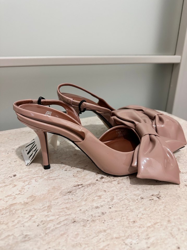 Bej Fiyonklu Yüksek Topuklu Stiletto - Görsel 4