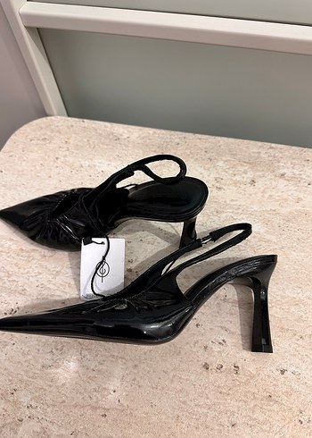 Kadın Siyah Rugan Stiletto Topuklu Ayakkabı - Görsel 5