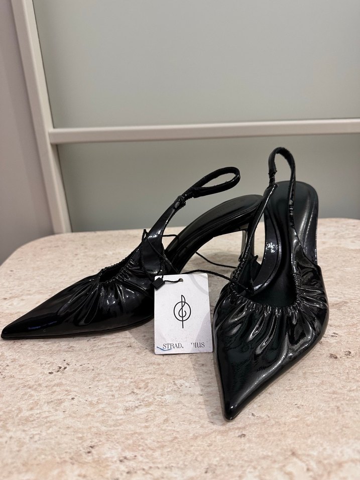 Kadın Siyah Rugan Stiletto Topuklu Ayakkabı - Görsel 2