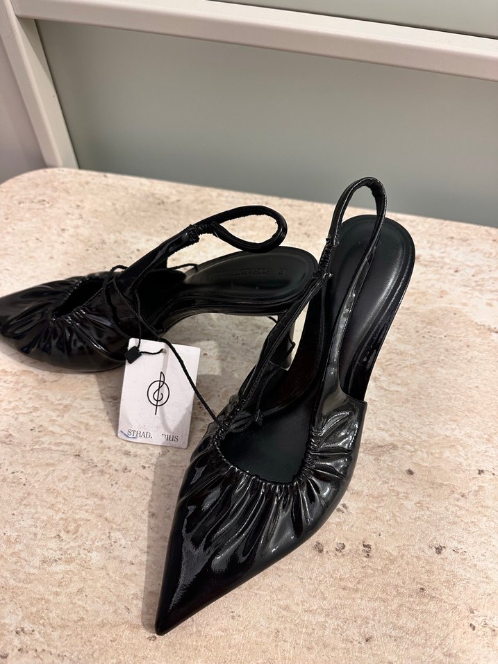 Kadın Siyah Rugan Stiletto Topuklu Ayakkabı - Görsel 4