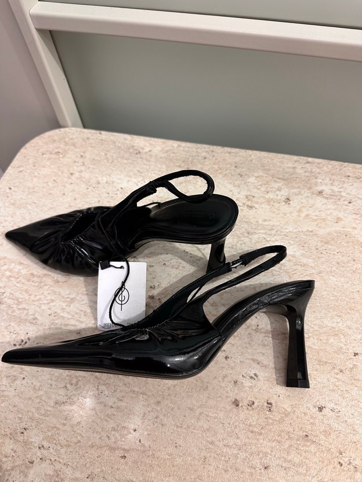 Kadın Siyah Rugan Stiletto Topuklu Ayakkabı - Görsel 5