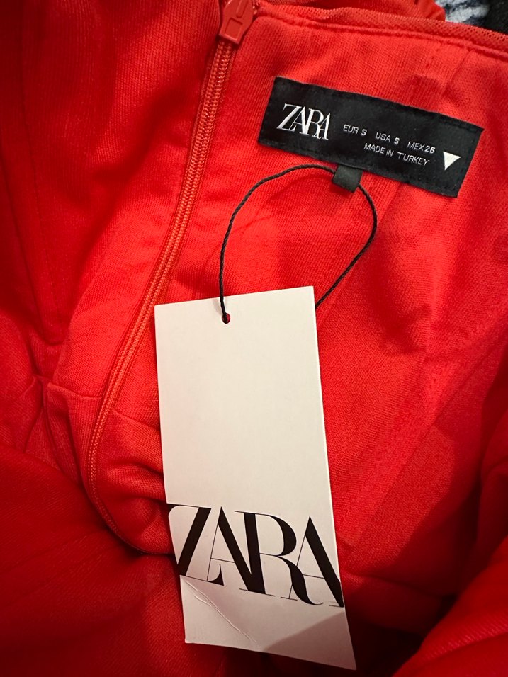 Kırmızı Drapeli Uzun Abiye Elbise - Görsel 3