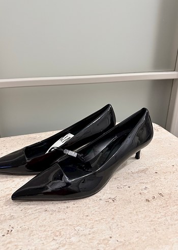 Siyah Rugan Stiletto Kadın Ofis Ayakkabısı - Görsel 3