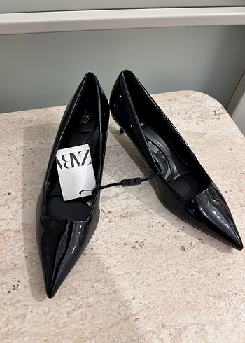 Siyah Rugan Stiletto Kadın Ofis Ayakkabısı - Görsel 6