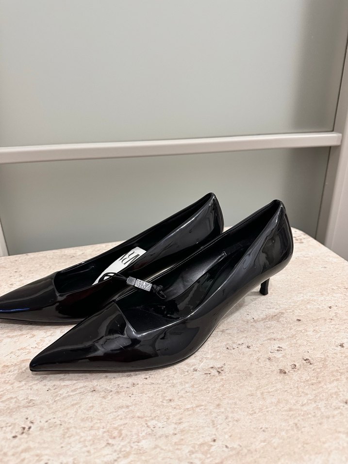 Siyah Rugan Stiletto Kadın Ofis Ayakkabısı - Görsel 3