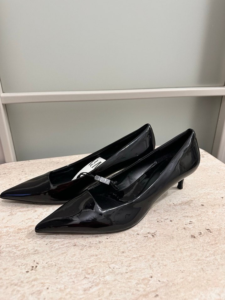 Siyah Rugan Stiletto Kadın Ofis Ayakkabısı - Görsel 2