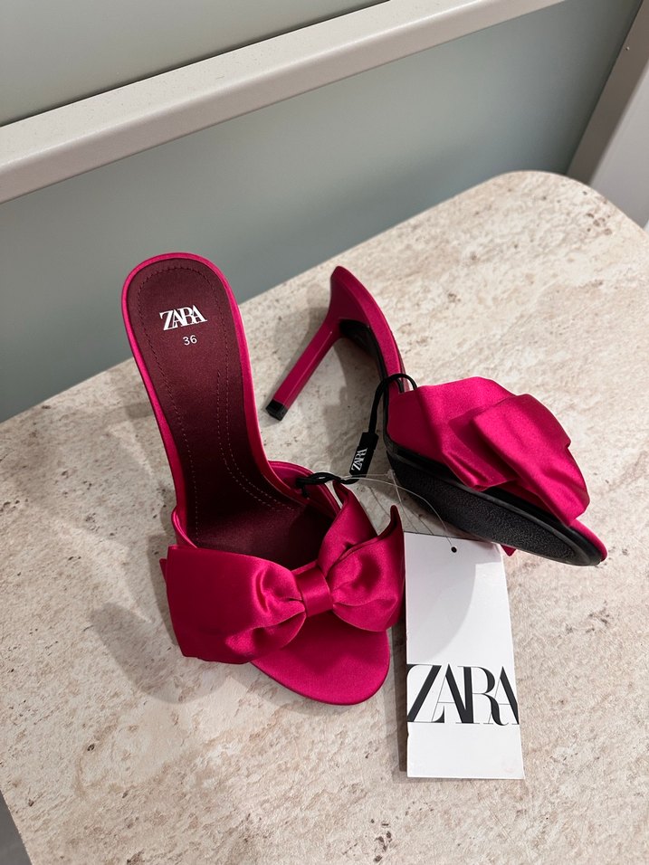 Fiyonklu Pembe Yüksek Topuklu Stiletto - Görsel 4