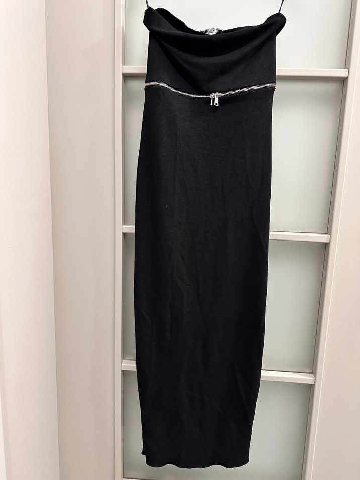 Siyah Straplez Uzun Elbise - Görsel 2