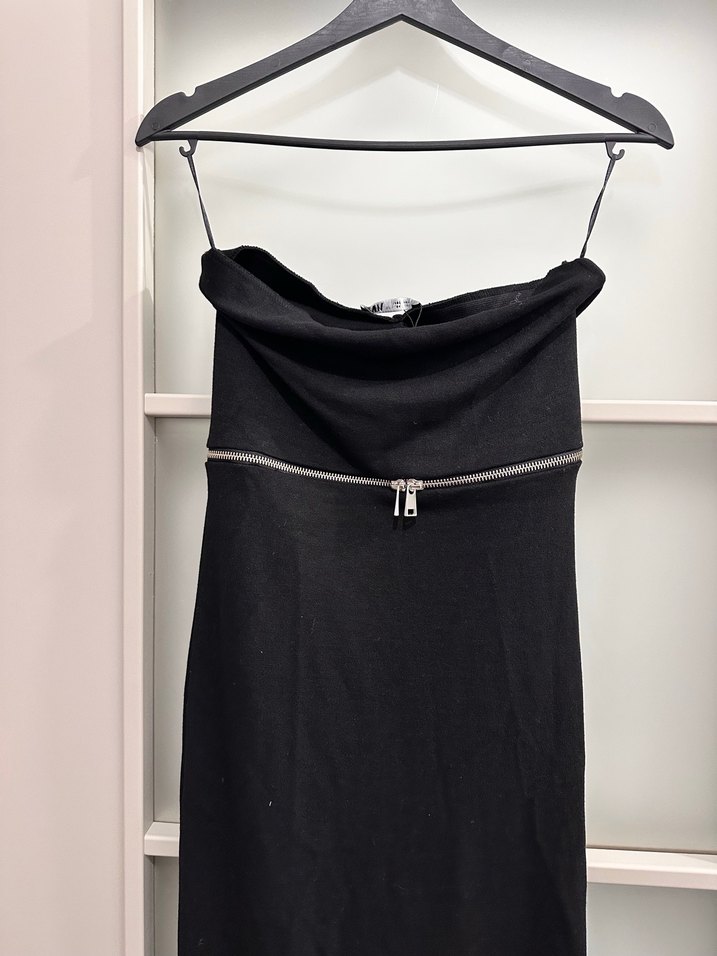 Siyah Straplez Uzun Elbise - Görsel 3