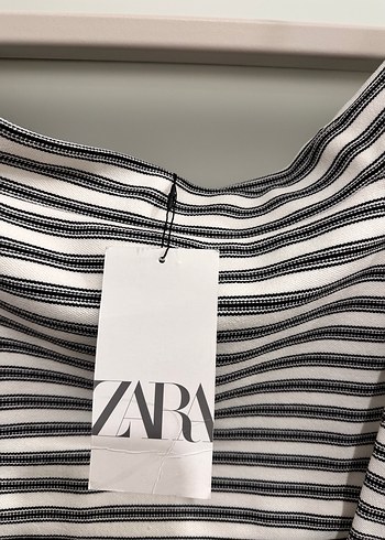 Gri Çizgili Kadın Mini Crop Top - Görsel 3