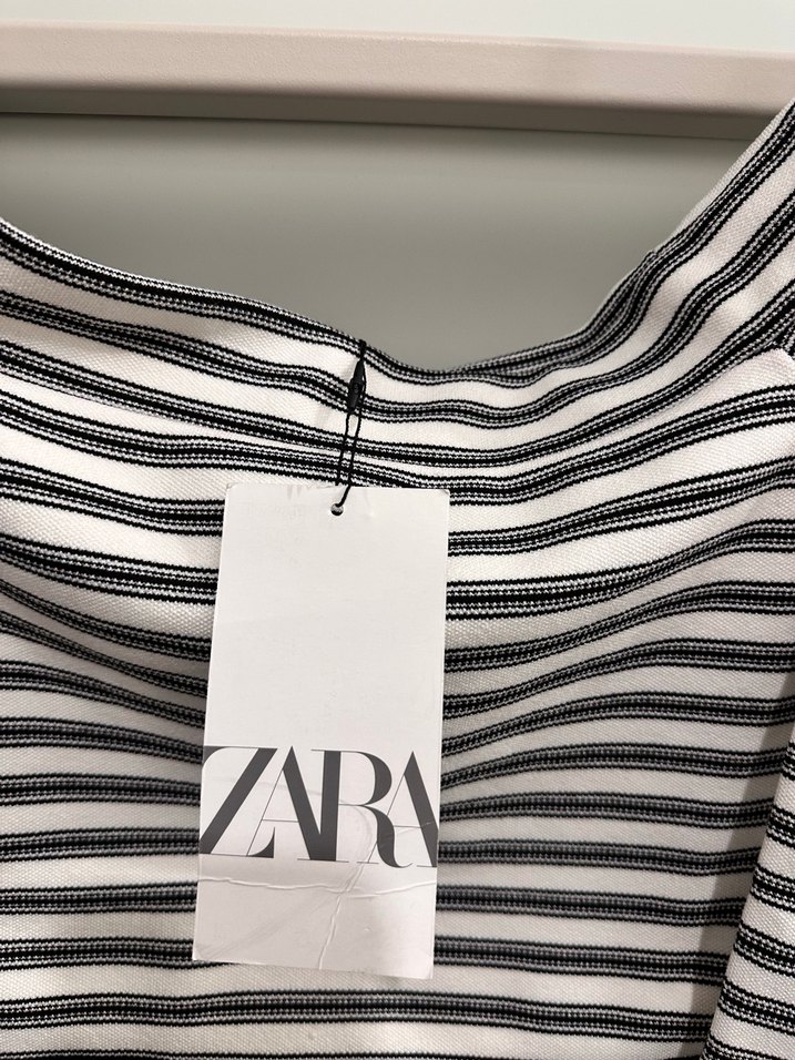 Gri Çizgili Kadın Mini Crop Top - Görsel 3