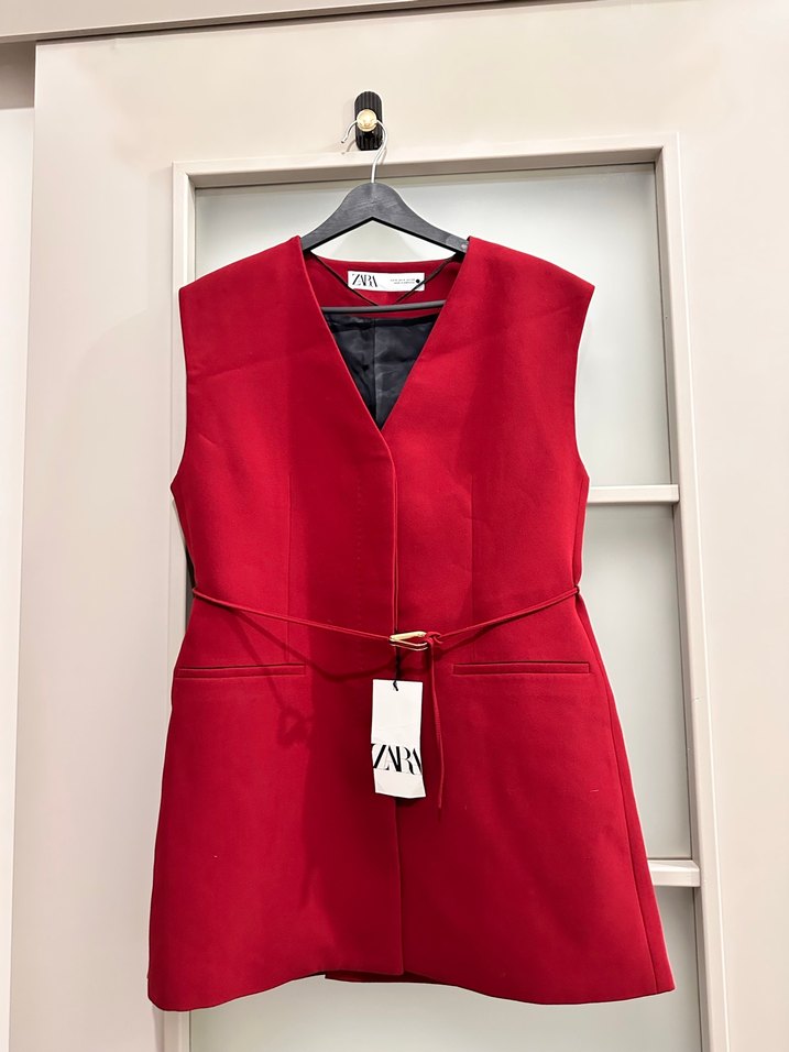 Kemerli  Mini Kadın Yelek - Görsel 2