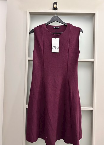 Bordo Kolsuz Midi Elbise - Görsel 2