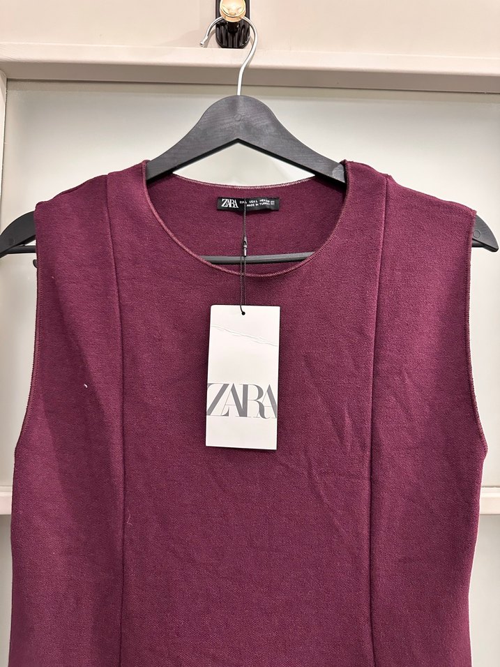 Bordo Kolsuz Midi Elbise - Görsel 3