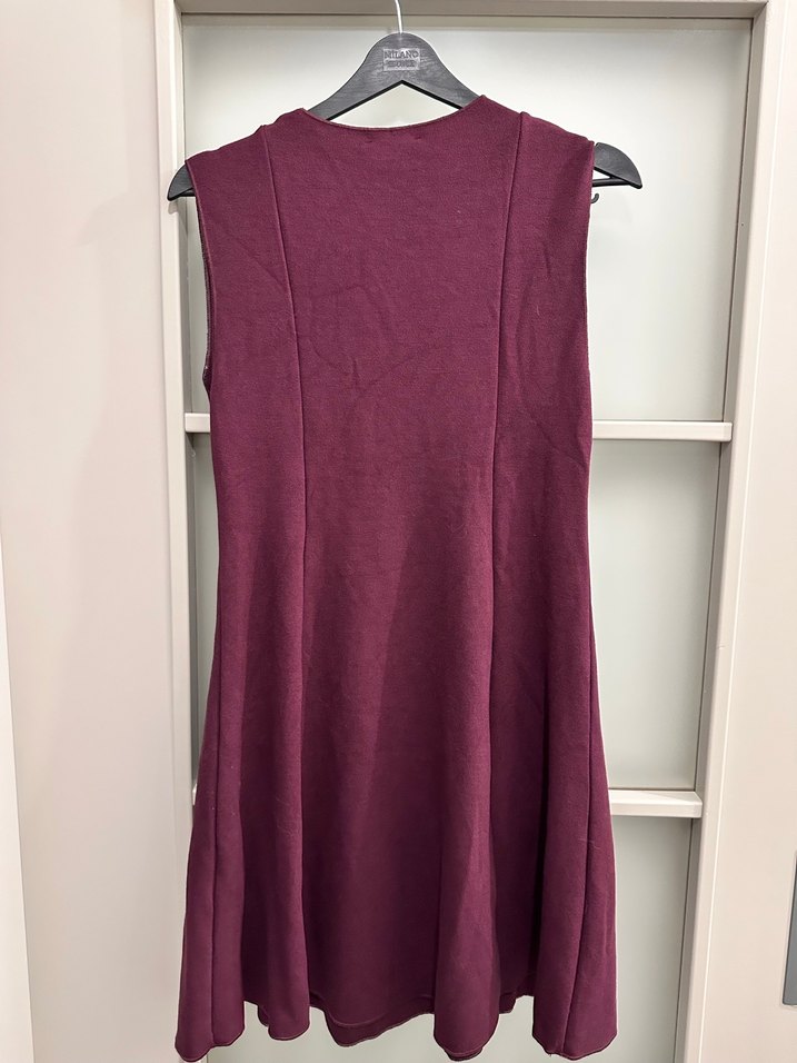 Bordo Kolsuz Midi Elbise - Görsel 5