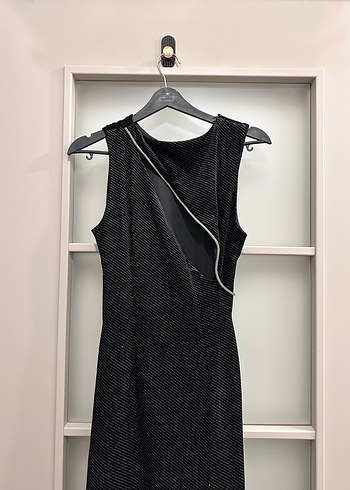 Siyah  Uzun V Yaka Kadın Elbise - Görsel 5