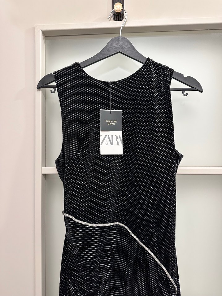 Siyah  Uzun V Yaka Kadın Elbise - Görsel 3