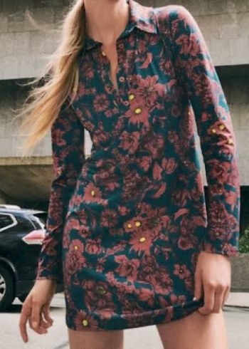 Zara Çiçek Desenli V Yakalı Kadın Gömlek