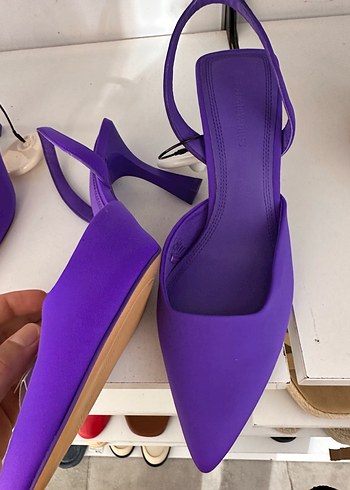 37 Beden mor Renk Mor Tokalı Stiletto Kadın Ayakkabı