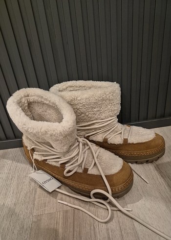 Bej Kürklü Kadın Dolgu Topuk Bot - Görsel 3