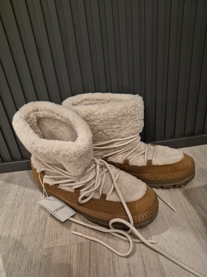 Bej Kürklü Kadın Dolgu Topuk Bot - Görsel 3