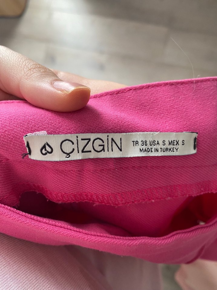 Pembe Pilili Kadın Kumaş Pantolon - Görsel 2